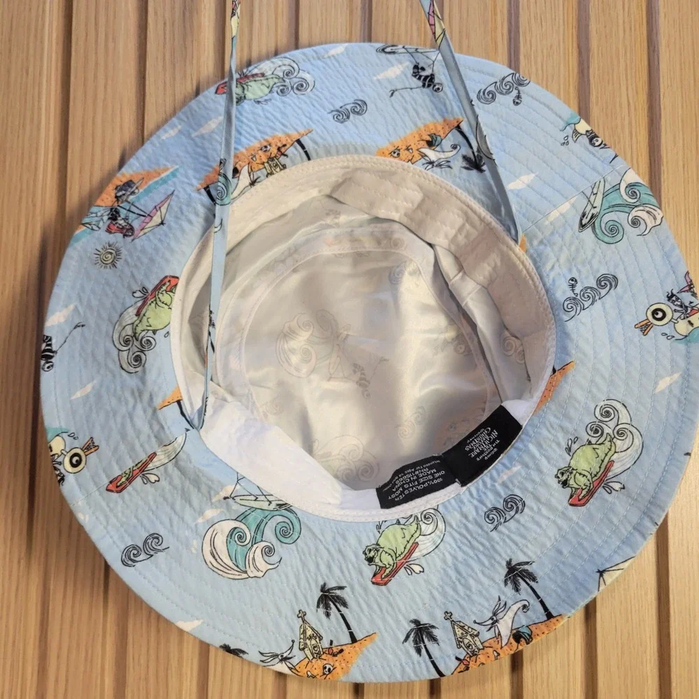 Disney Nightmare Before Christmas Beach Scene Bucket Hat Jack Skellington Blue